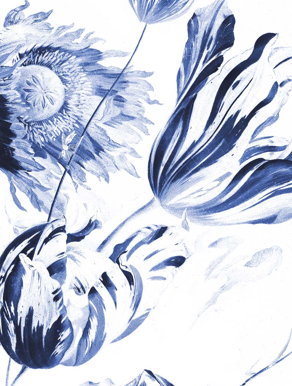 Wallpaper Circle Royal Blue Flowers