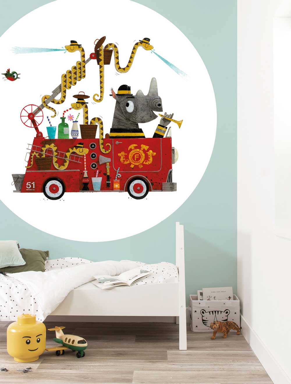 Behangcirkel kinderkamer Firetruck