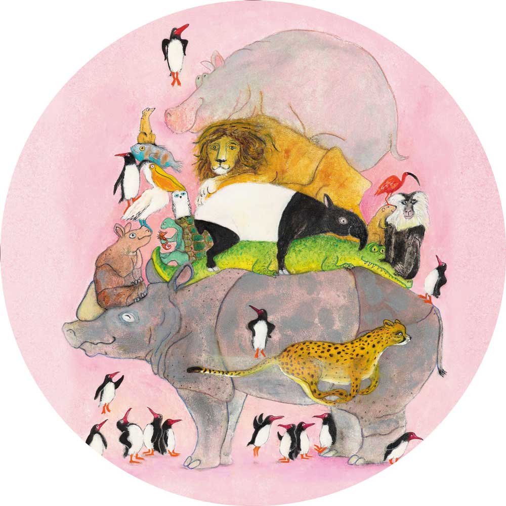 Behangcirkel kinderkamer Jumping Pinguins