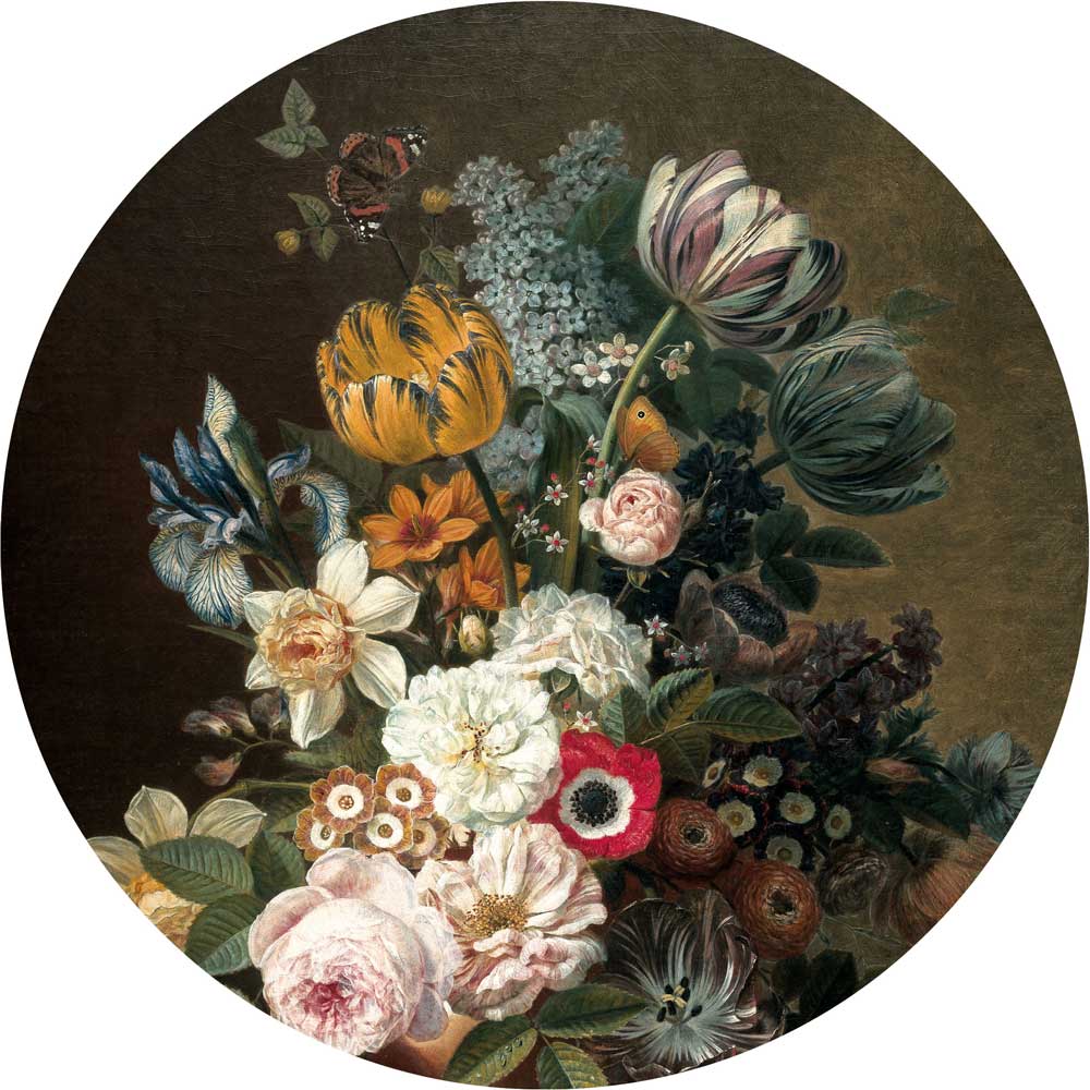Wallpaper Circle Golden Age Flowers