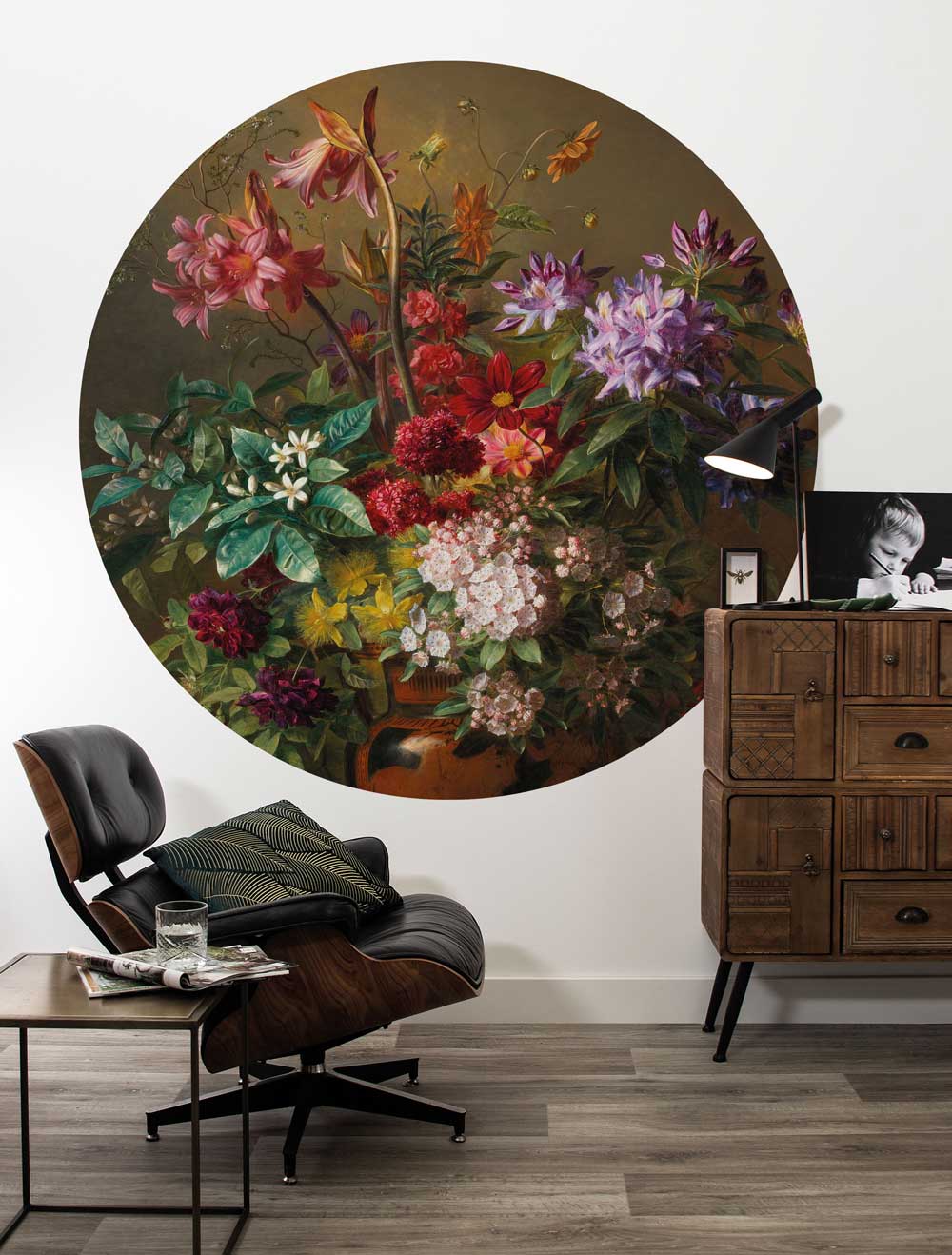 Wallpaper Circle Golden Age Flowers