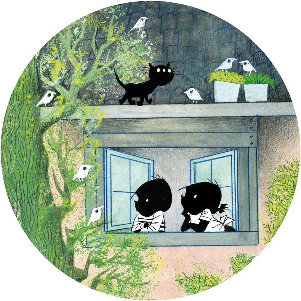 Wallpaper Circle Jip & Janneke, Birds