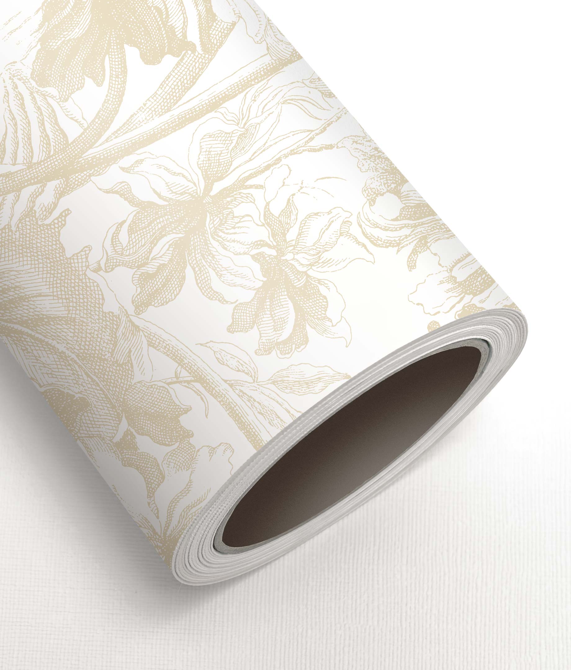 Engraved Flowers, Floral wallpaper by Frans Uyterlinde, Beige