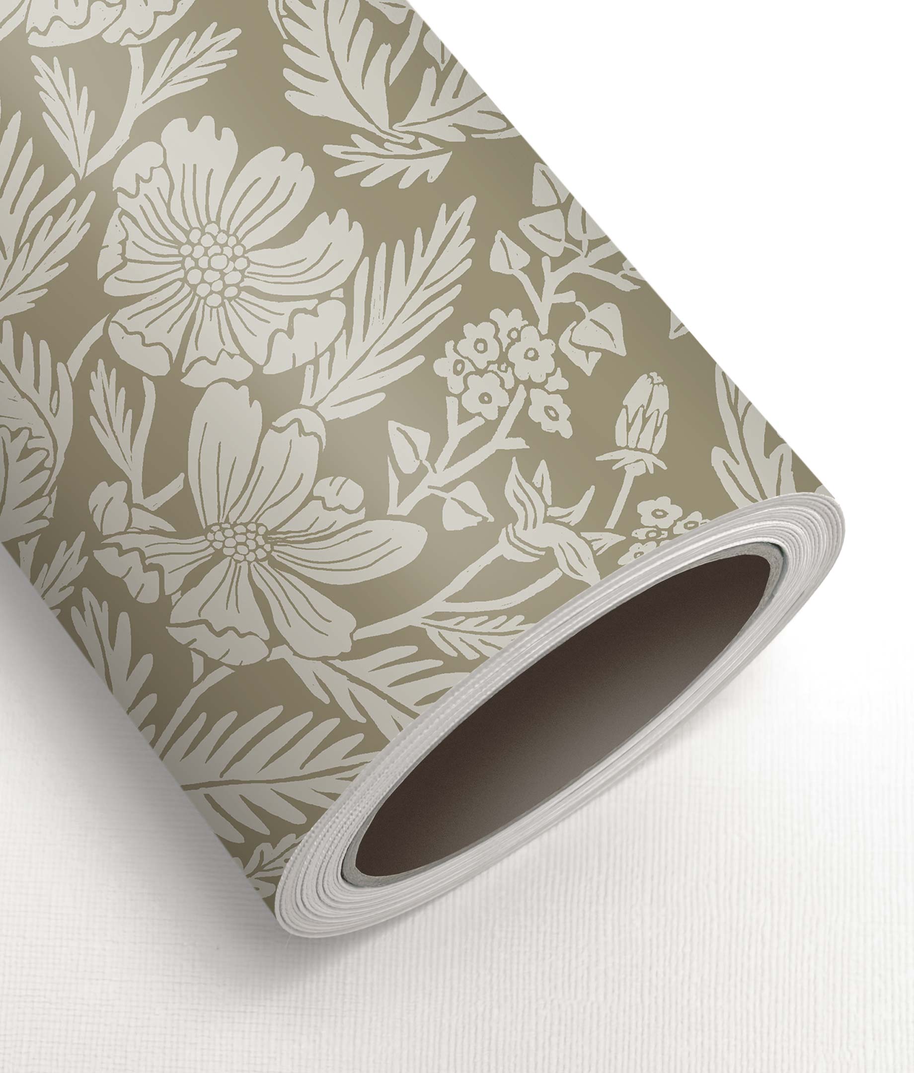 Wallpaper with hand-drawn floral pattern by Floor Rieder, Sand, 100 x 280 cm