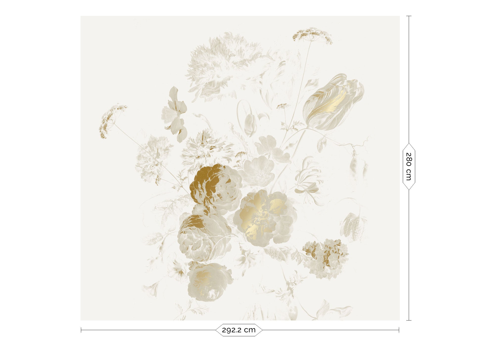 Blumentapete mit Gold, Golden Age Flowers, Gold/Sand