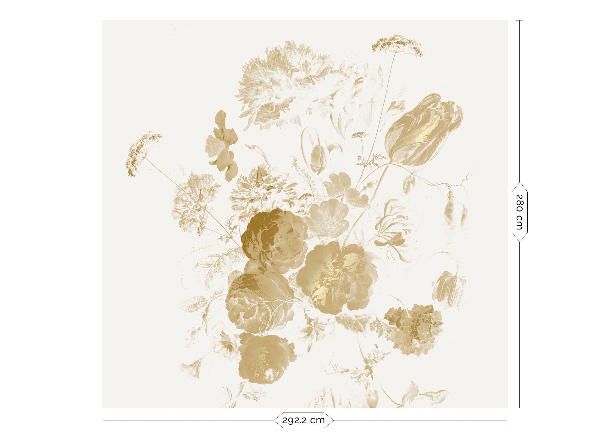 Papier peint floral avec or, Golden Age Flowers, Or/Toffee