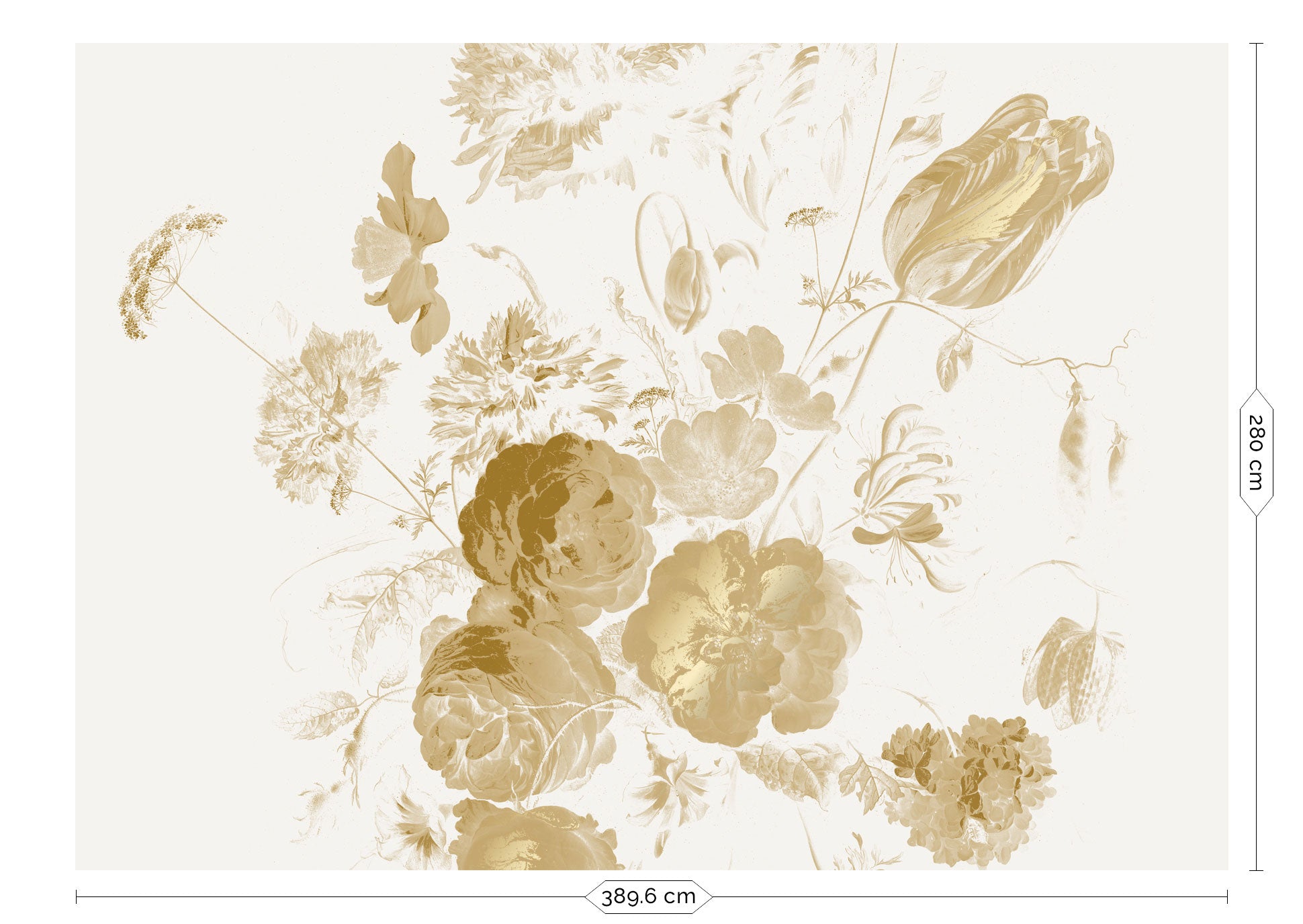 Papier peint floral avec or, Golden Age Flowers, Or/Toffee