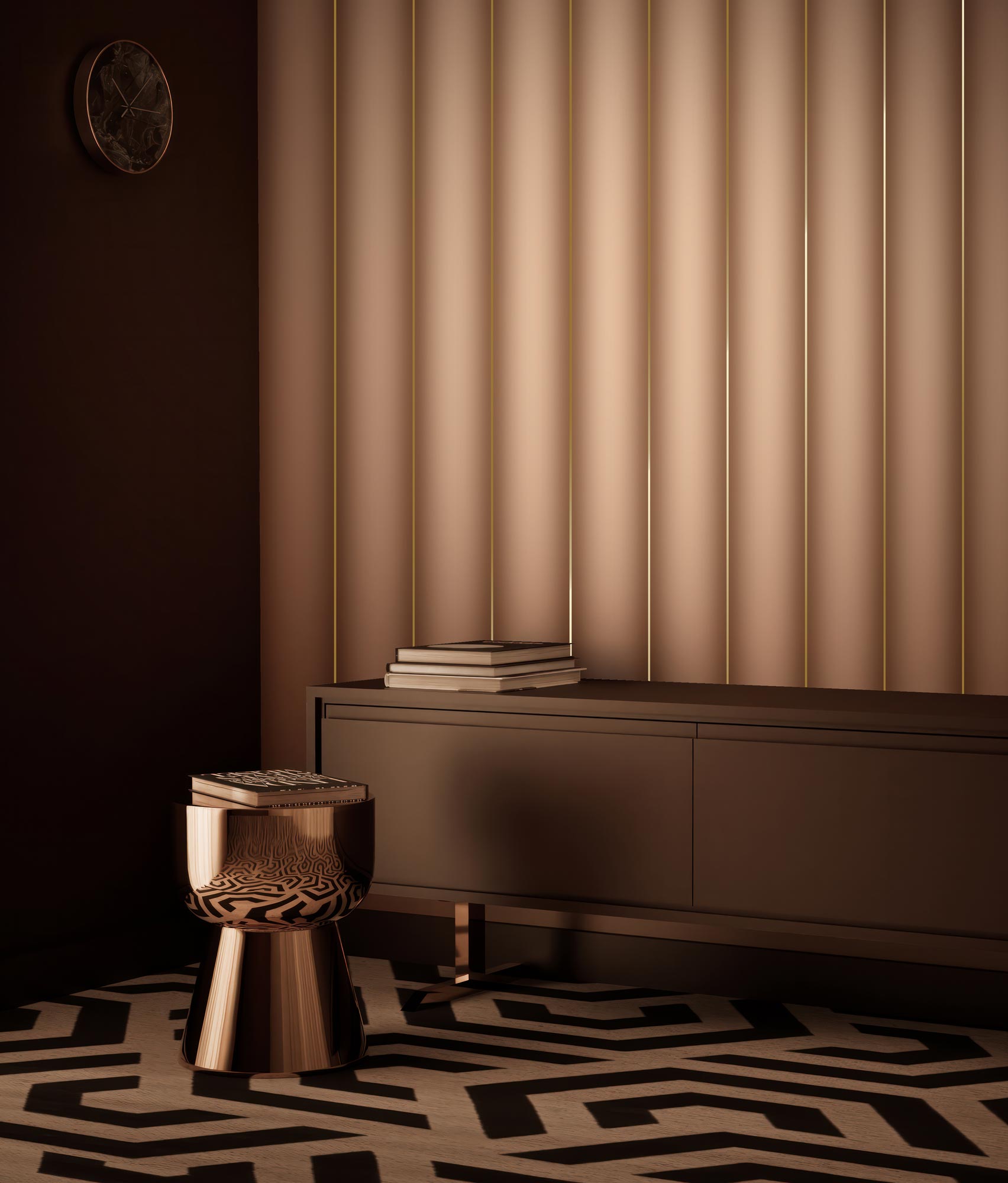 Striped wallpaper with gold, Gold Stripes, Gold/Nude