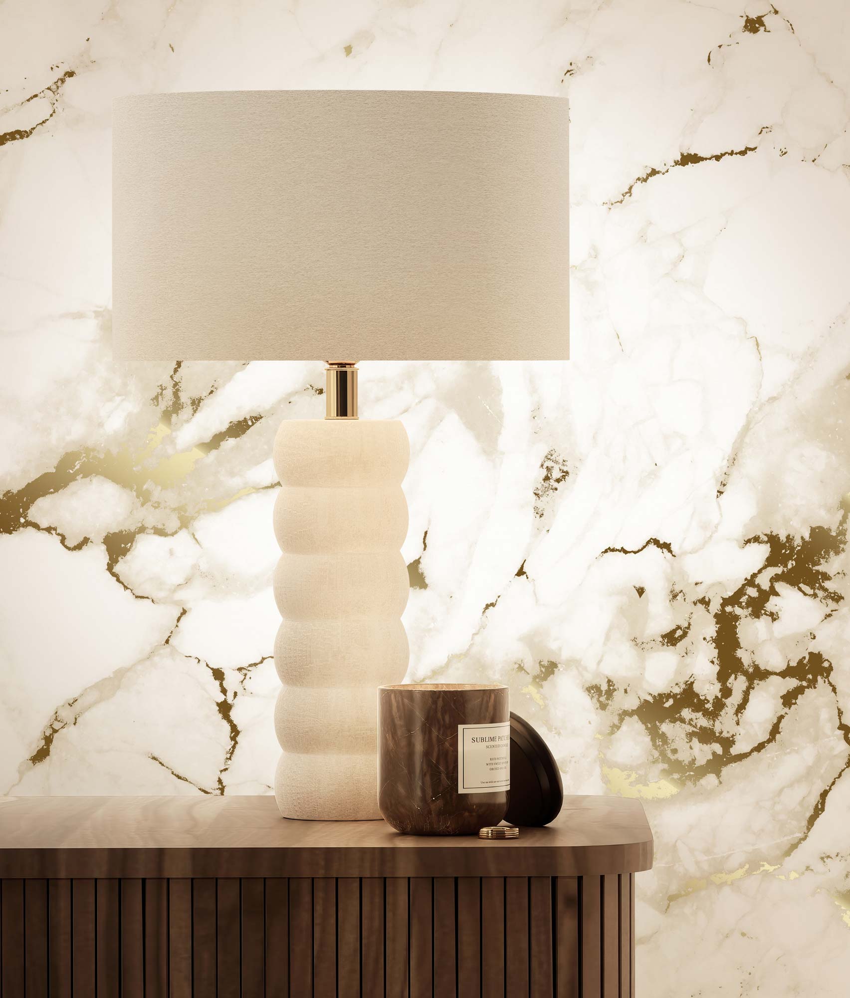 Gold marble wallpaper, Gold/White