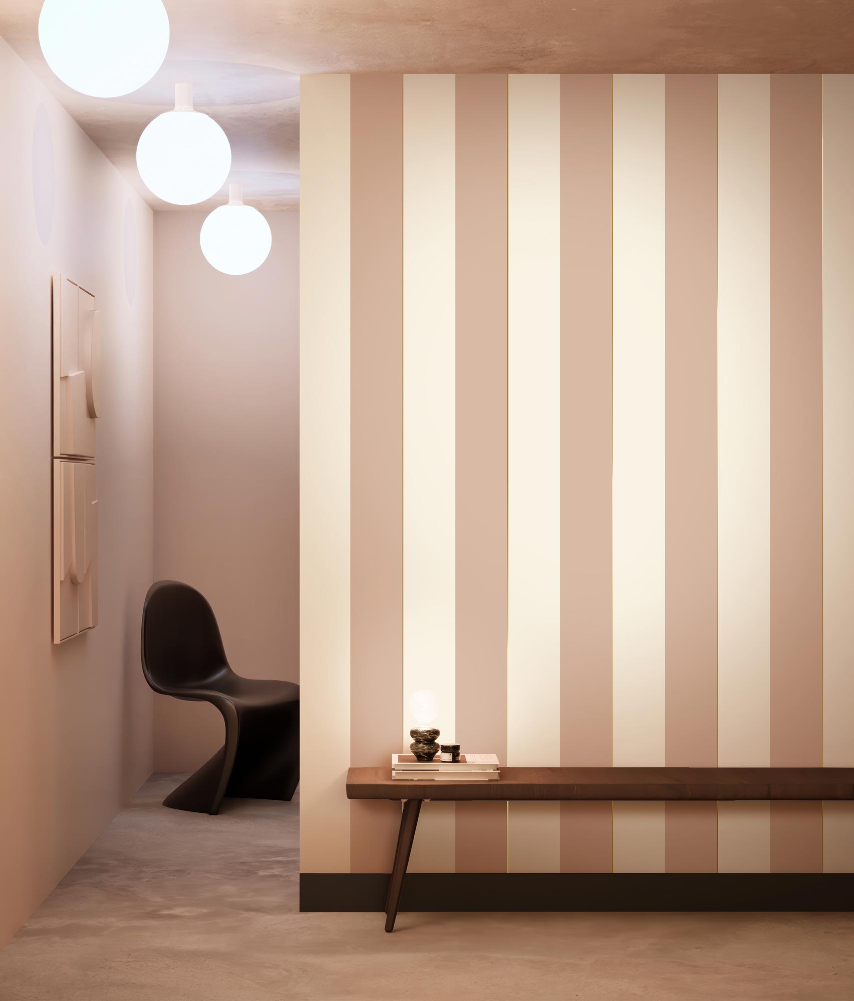 Papier peint à rayures avec or, Gold Stripes, Beige/Nude/Or