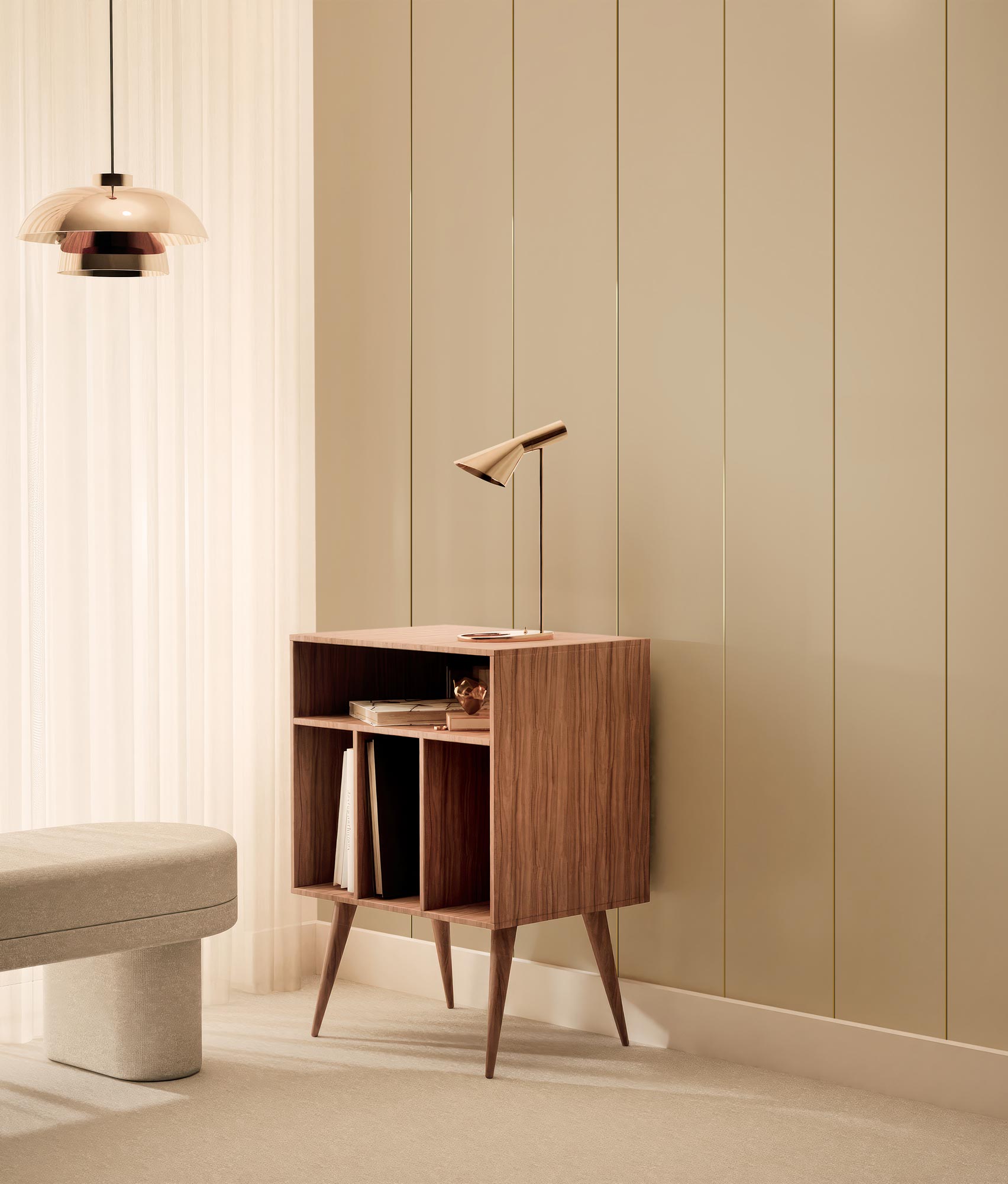 Gestreifte Tapete mit Gold, Gold Stripes, Sand/Gold