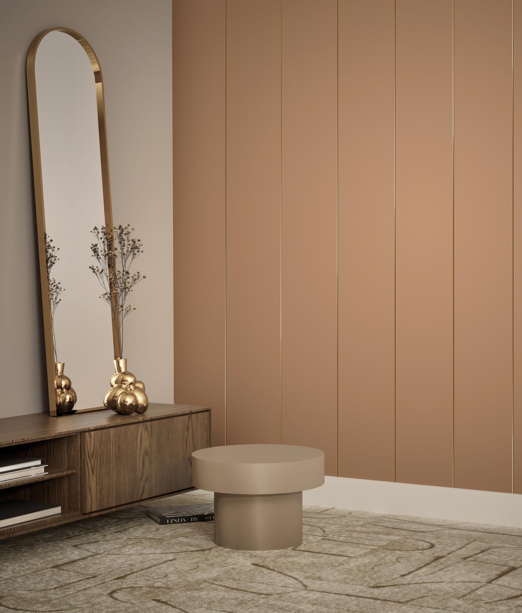 Strepen behang met goud, Gold Stripes, Camel/Goud