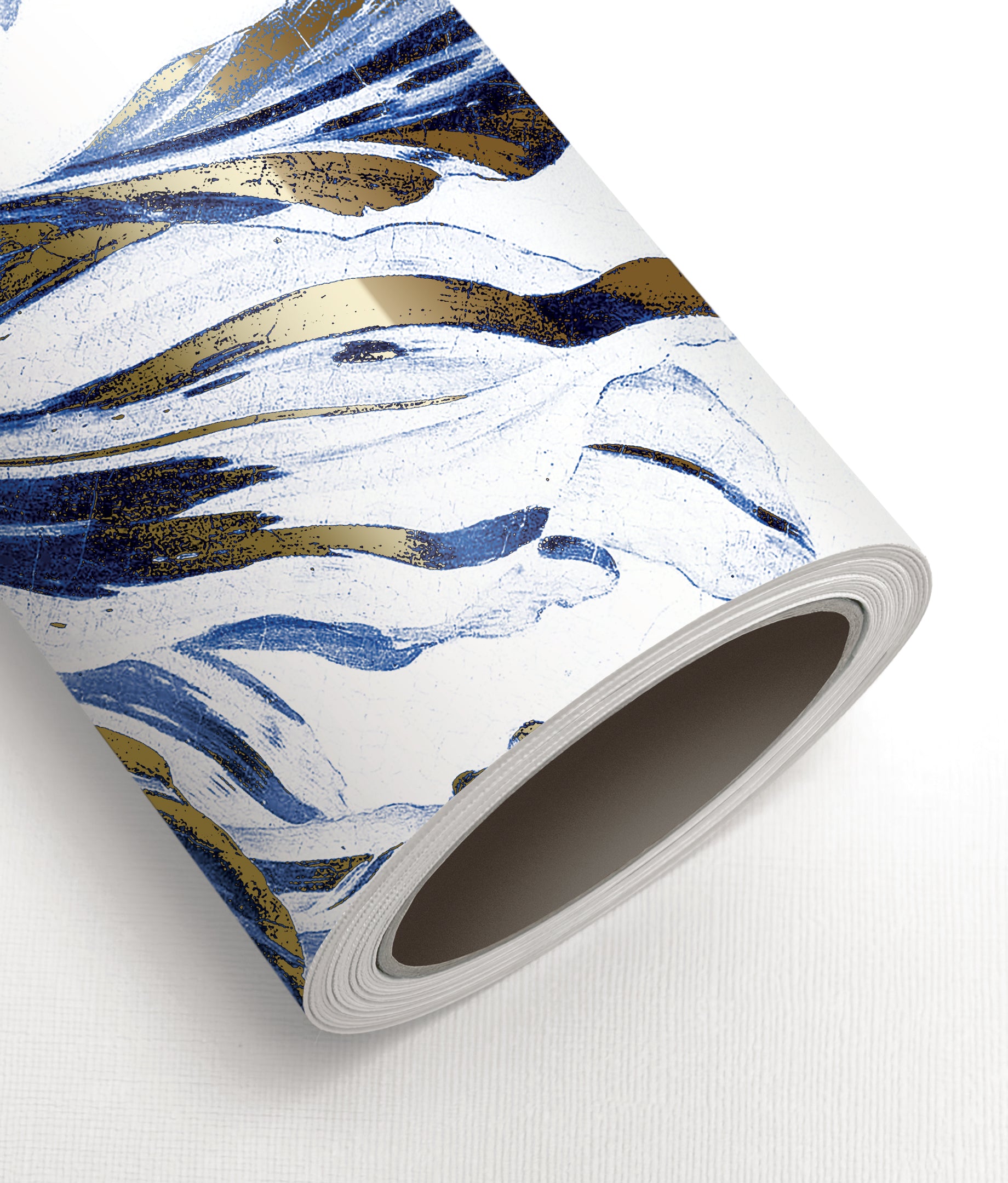Carta da parati floreale con oro, Royal Blue Flowers, Oro/Blu