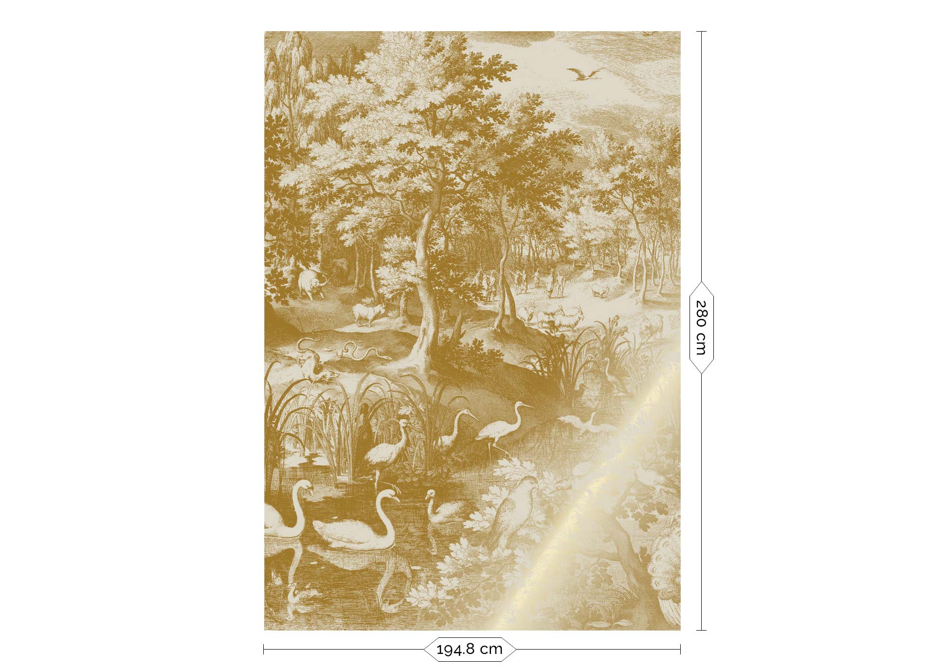 Papier peint paysage avec or, Engraved Landscapes, Or/Sable