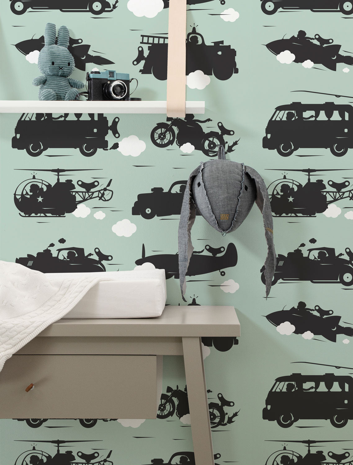 Wallpaper Vehicles, Green, 97.4 x 280 cm