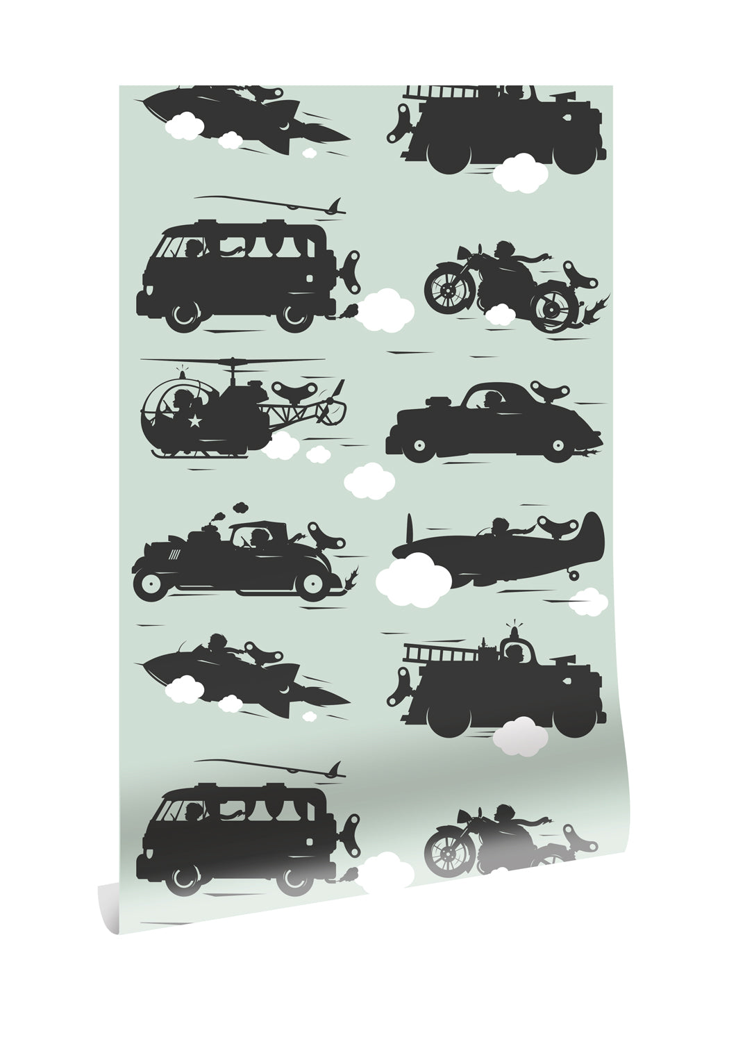 Wallpaper Vehicles, Green, 97.4 x 280 cm