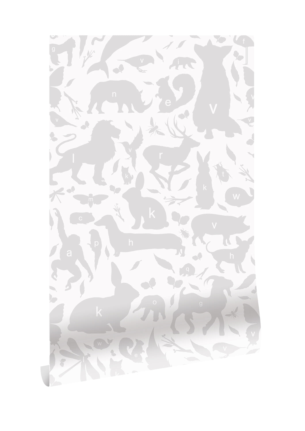 Wallpaper ABC Animals, Light Grey, 146.1 x 280 cm