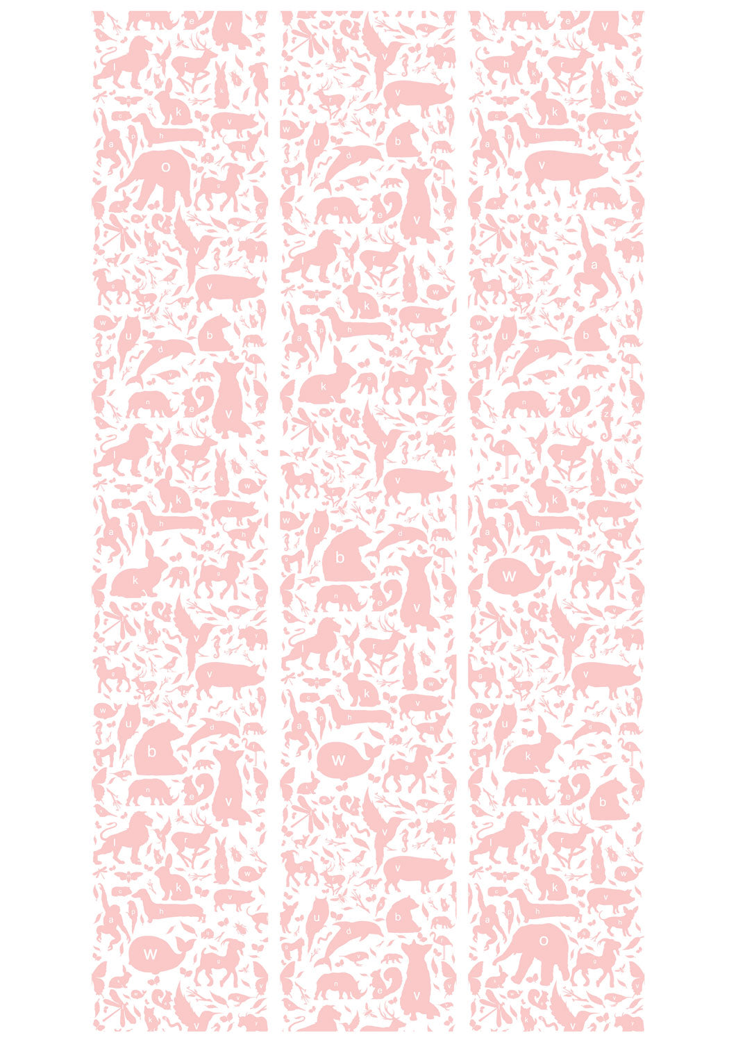 Behang kinderkamer ABC Animals, Roze, 146.1 x 280 cm