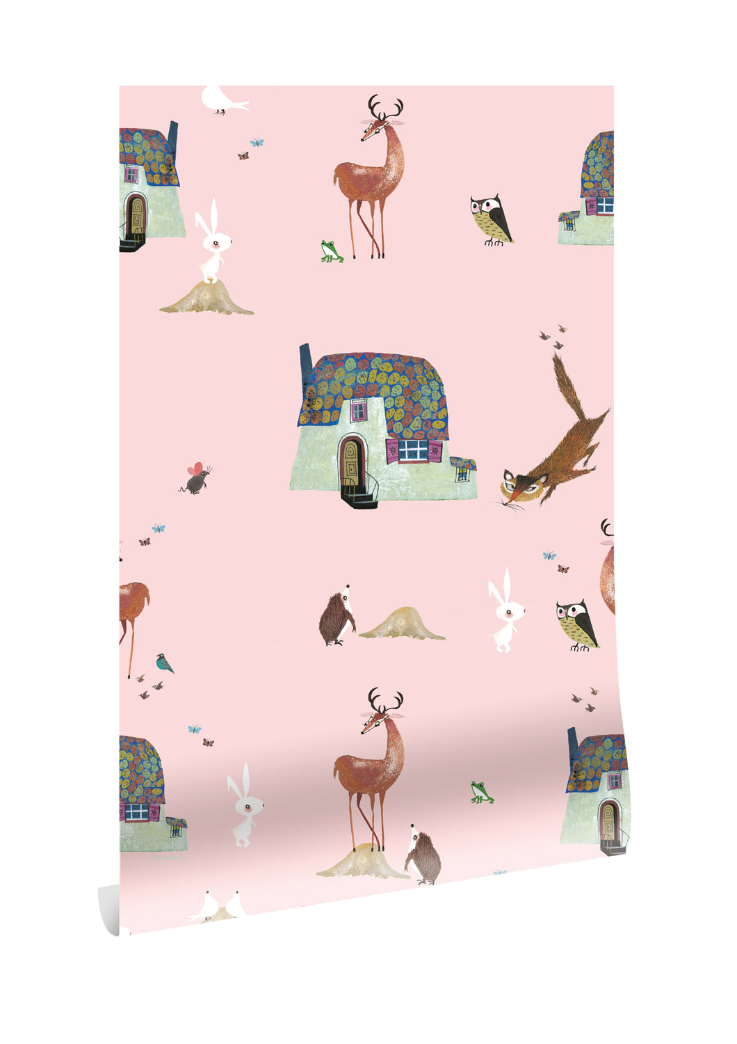 Wallpaper Fiep Westendorp Forest Animals, Pink, 97.4 x 280 cm