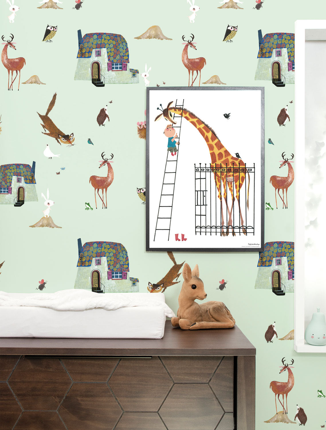 Wallpaper Fiep Westendorp Forest Animals, Green, 97.4 x 280 cm