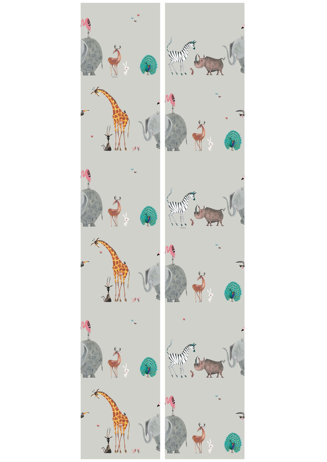Kindertapete Fiep Westendorp Animal Mix, Grau, 97.4 x 280 cm