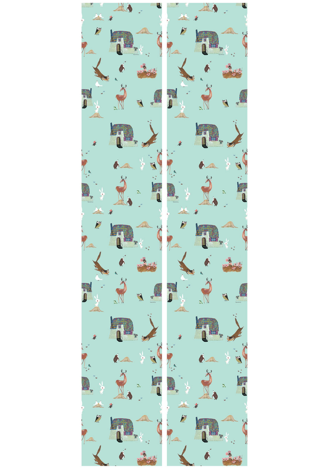 Behang kinderkamer Fiep Westendorp Forest Animals, Mint, 97.4 x 280 cm