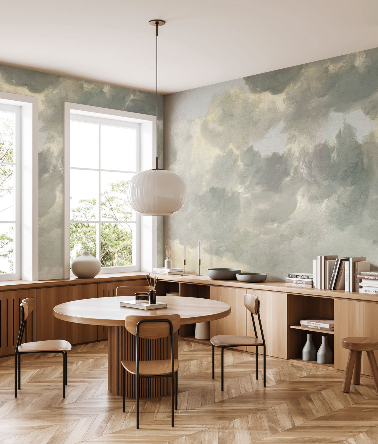 Behang met geschilderde wolkenlucht, Golden Age Clouds
