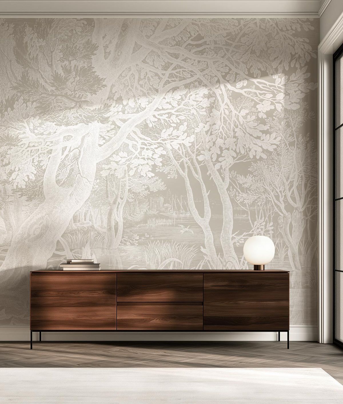 Behang met getekend landschap, Engraved Landscapes