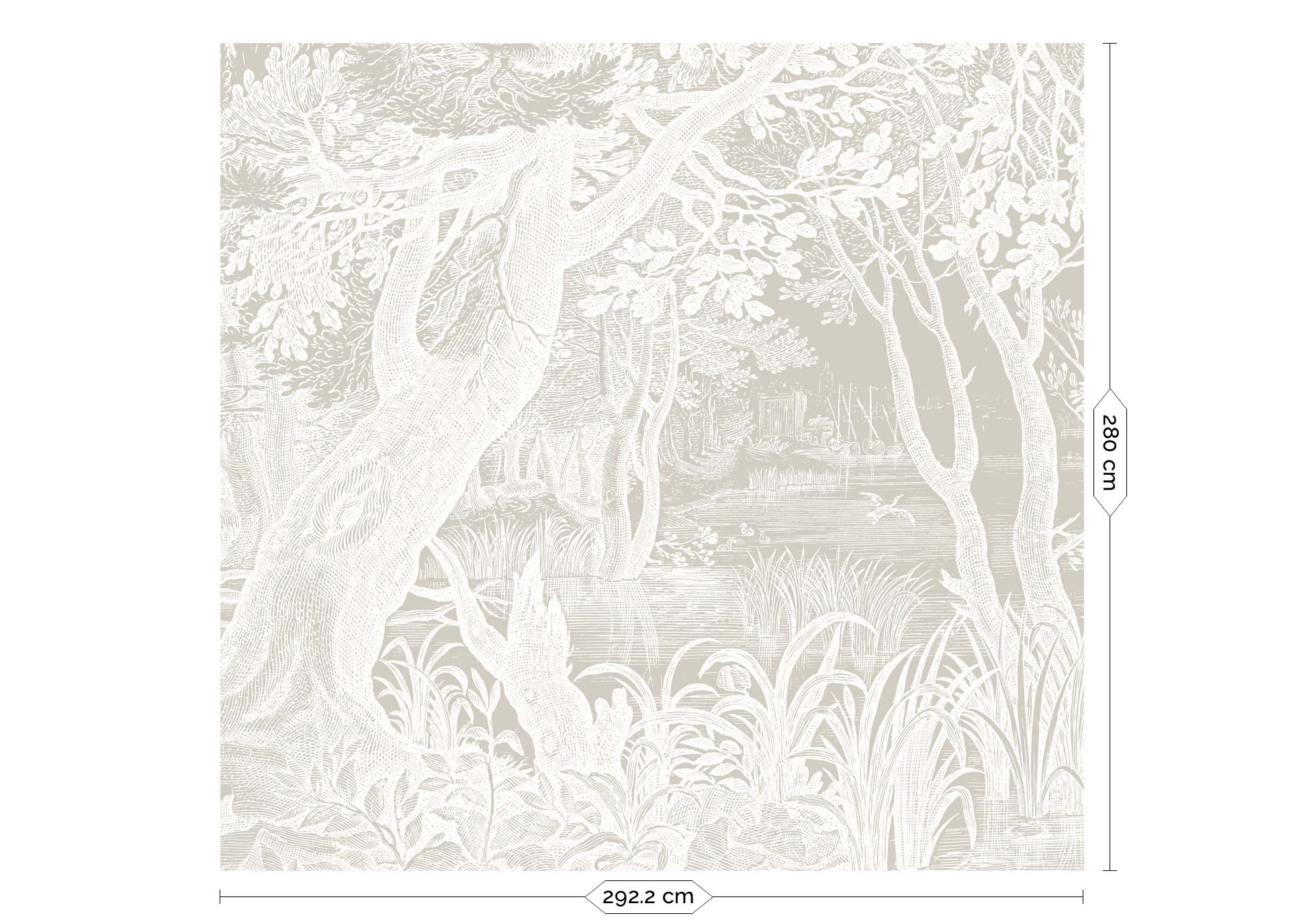 Engraved Landscapes, wallpaper with drawn landscapes, Grey