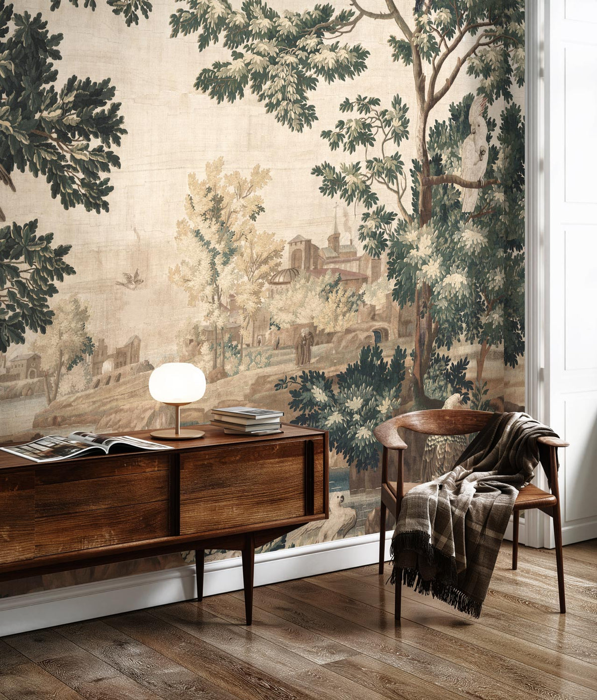 Linnen-look behang van vintage wandkleed, Landscape Tapestries