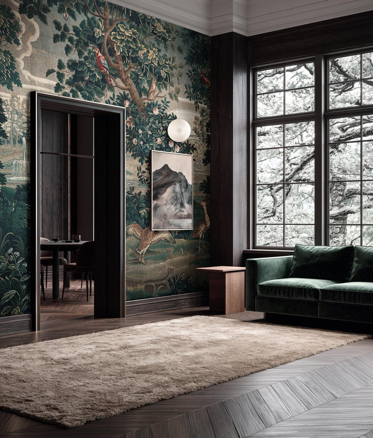Linnen-look behang van vintage wandkleed, Landscape Tapestries