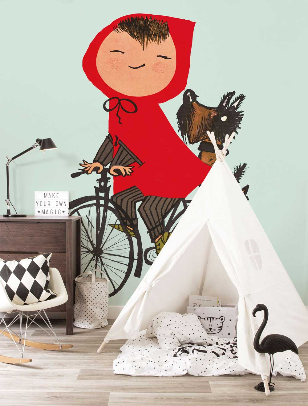 Fiep Westendorp Fotobehang kinderkamer Riding my Bike, Groen