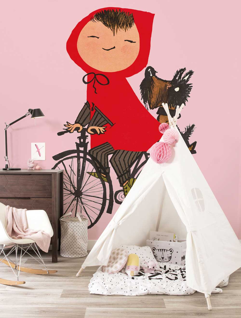 Fiep Westendorp Fotobehang kinderkamer Riding my Bike, Roze