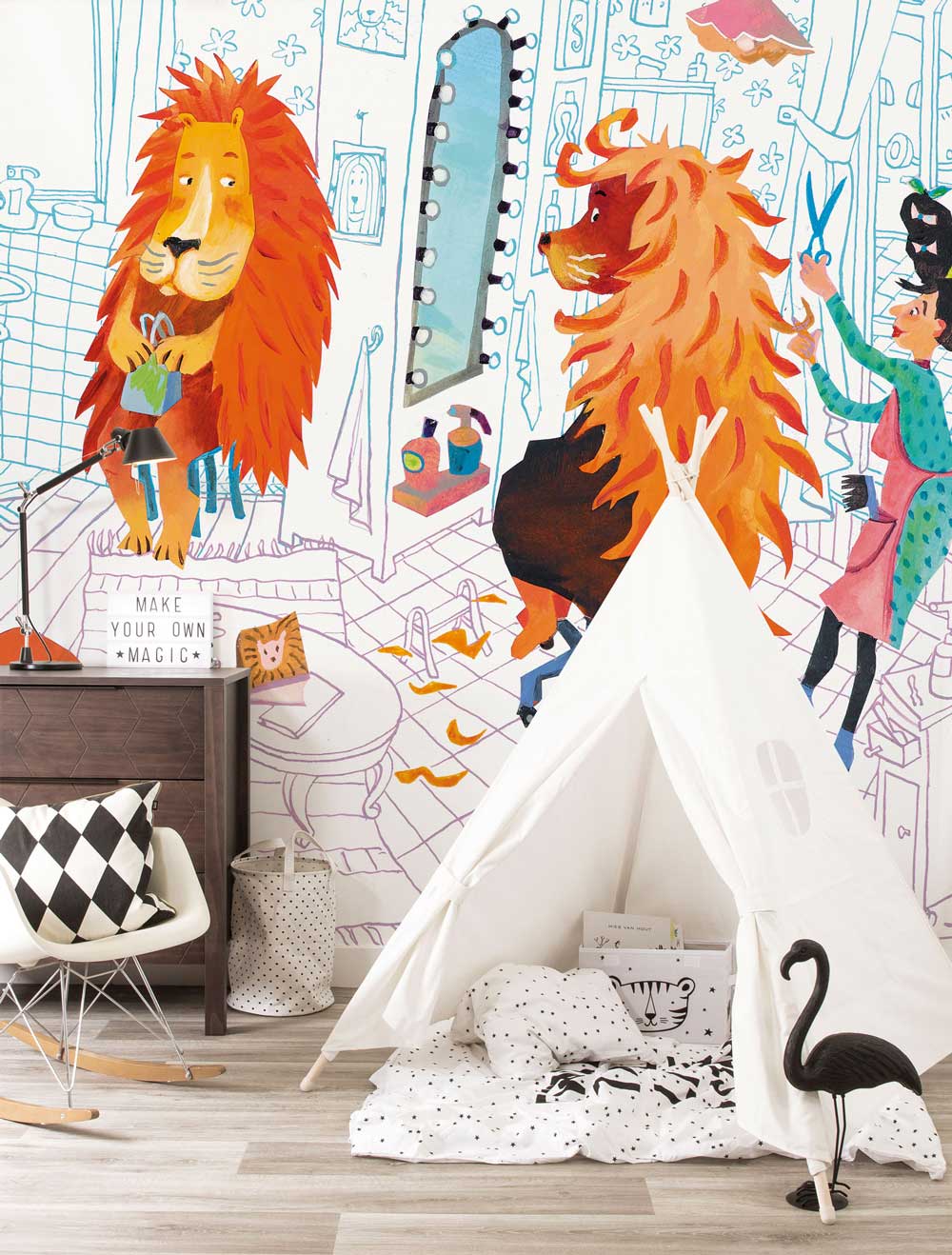 Fotobehang kinderkamer Lion's Haircut