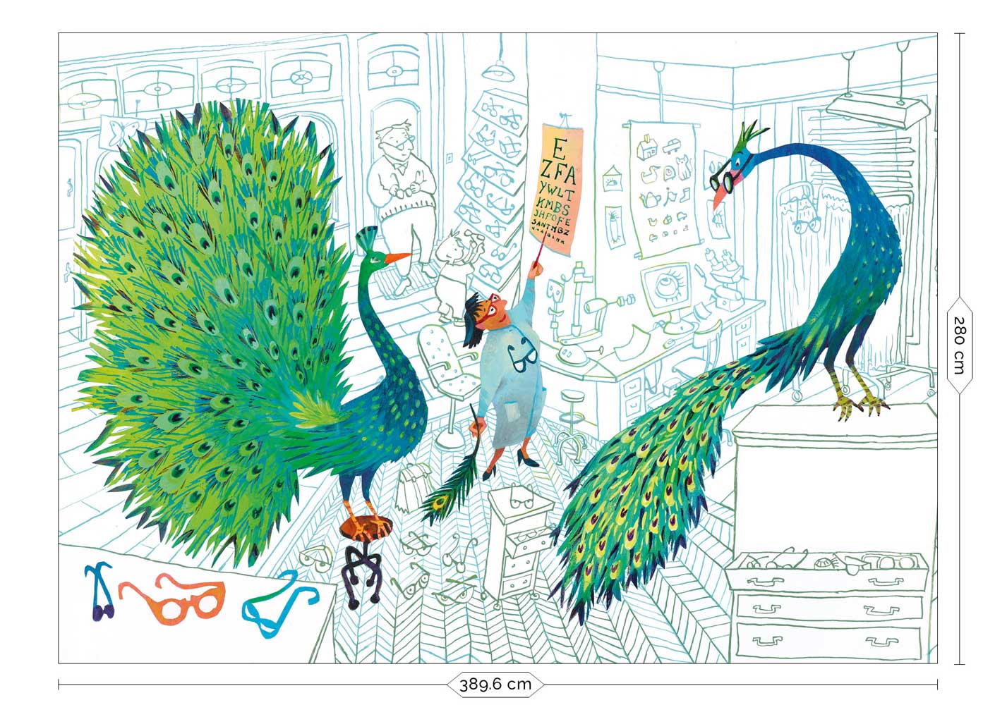 Fotobehang kinderkamer Green Peacocks