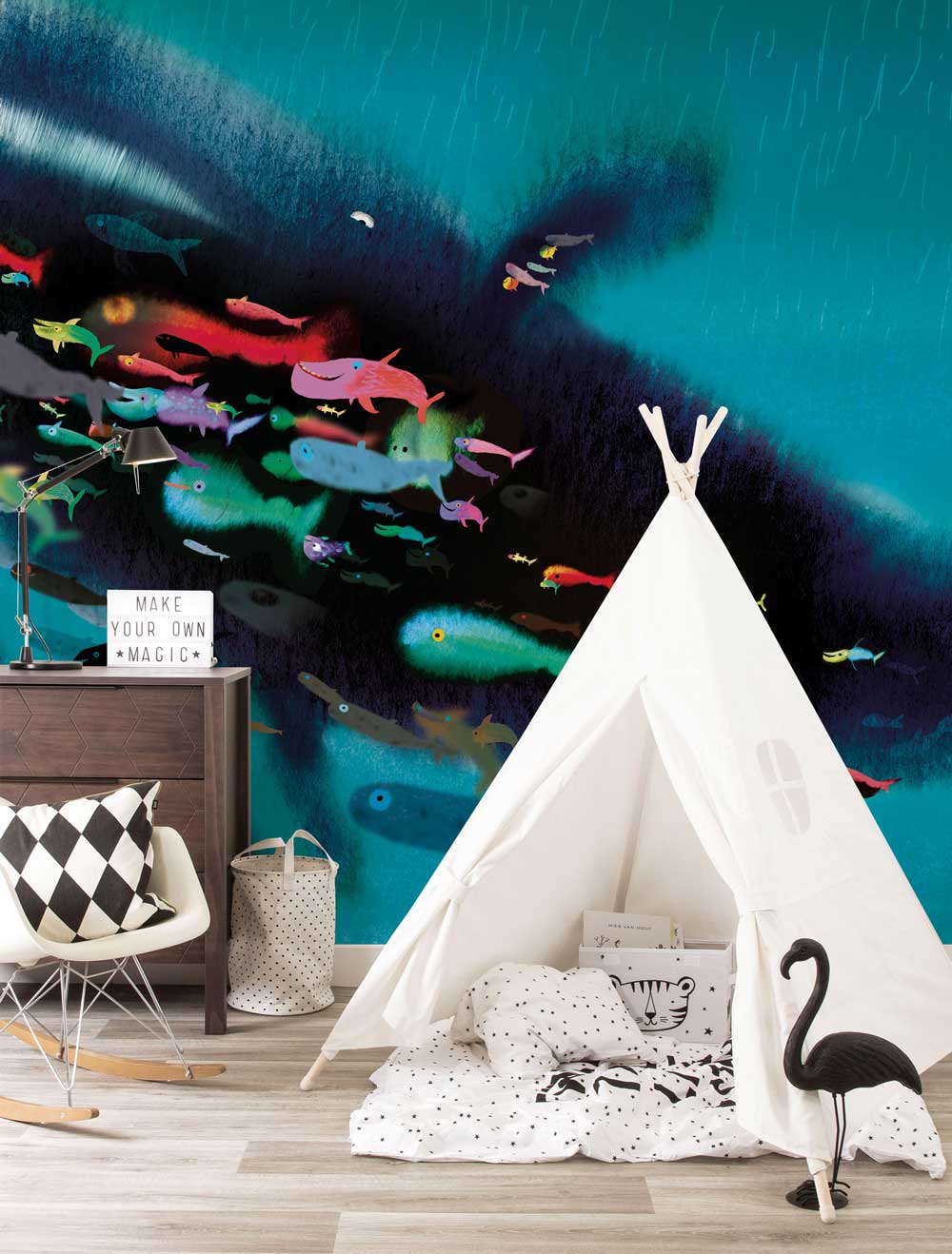 Fotobehang kinderkamer Swimming with Whale