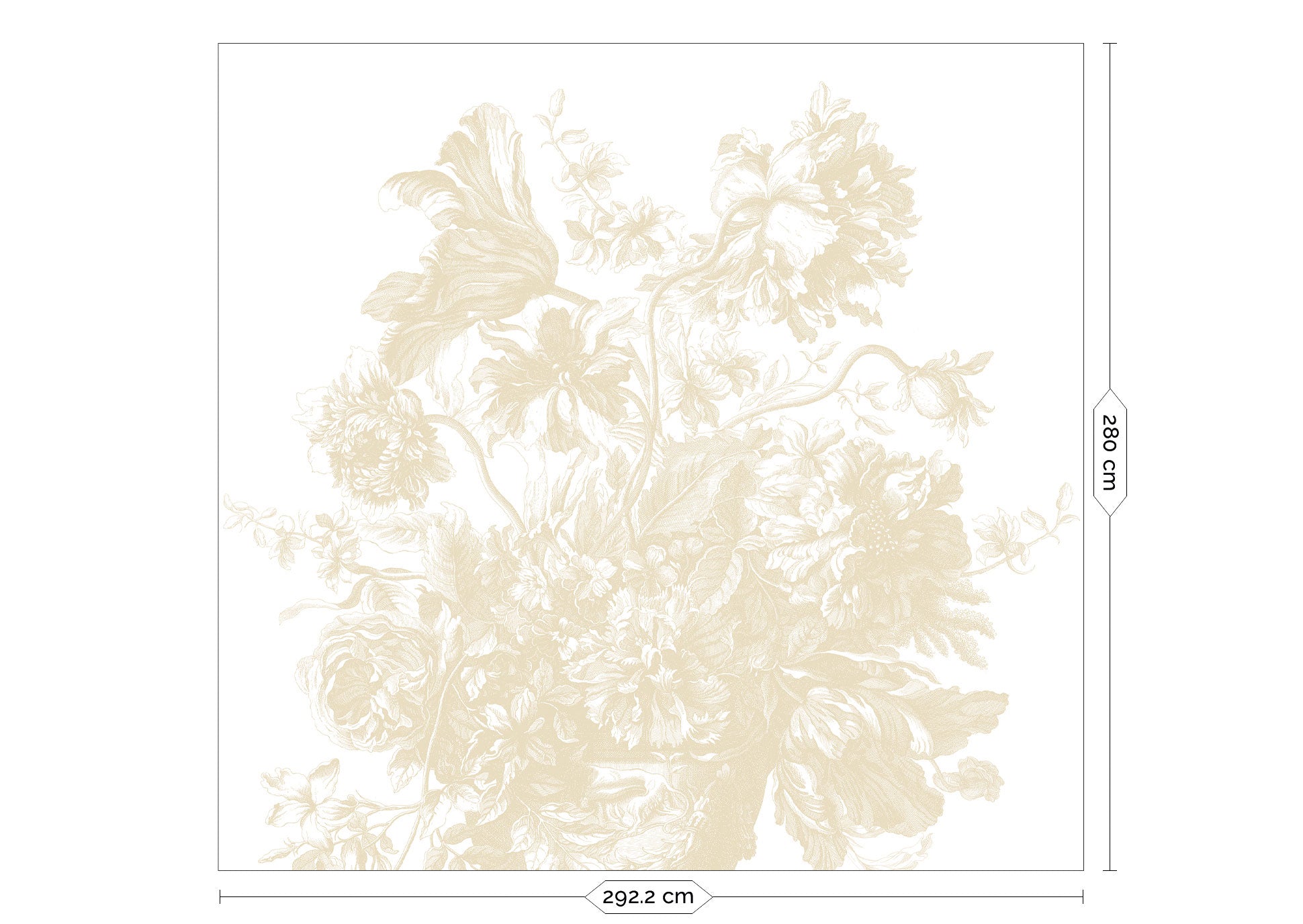 Engraved Flowers, Bloemen behang door Frans Uyterlinde, Beige, FU-040, Packshot