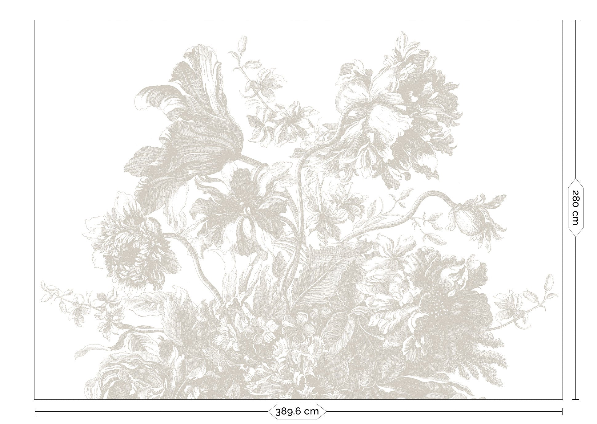 Engraved Flowers, Bloemen behang door Frans Uyterlinde, Grijs, FU-050, Packshot
