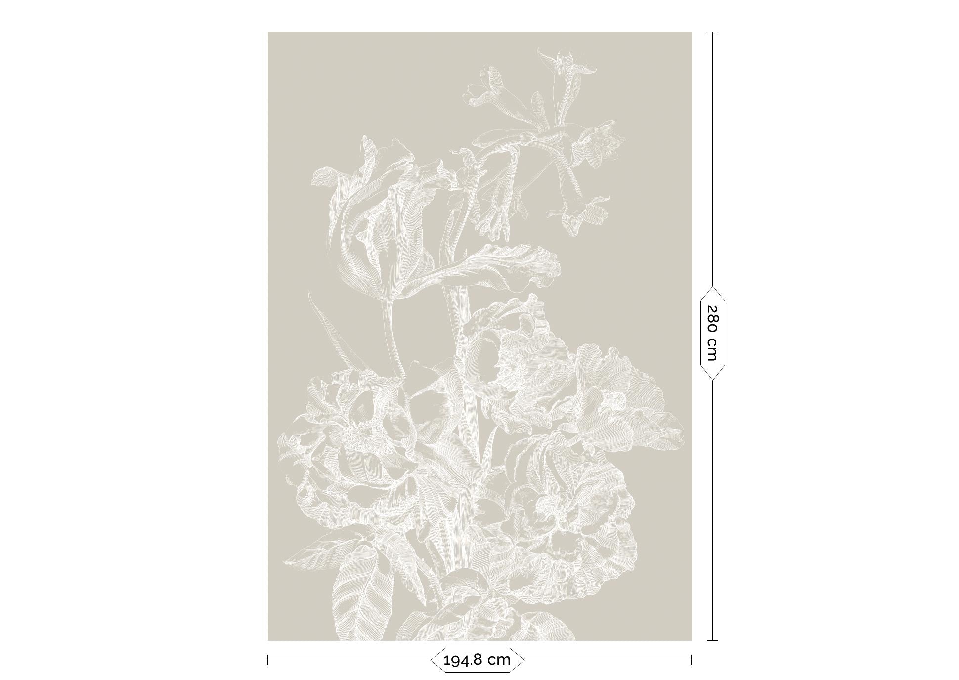 Bloemen behang, Engraved Flowers, WP-743, 4 baans
