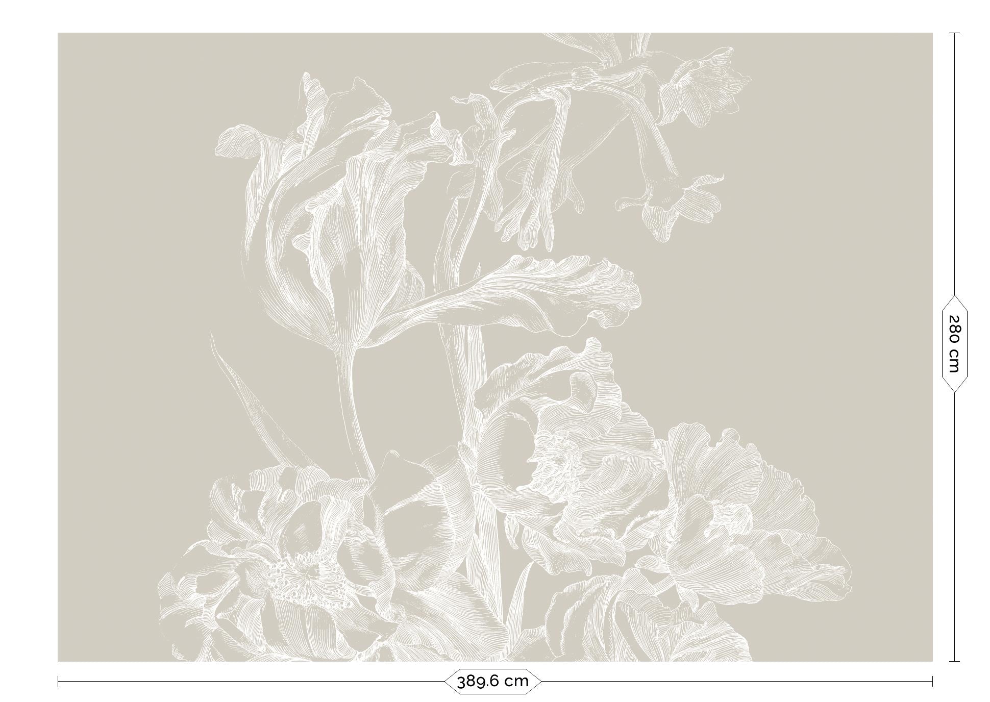 Bloemen behang, Engraved Flowers, WP-749, 8 baans