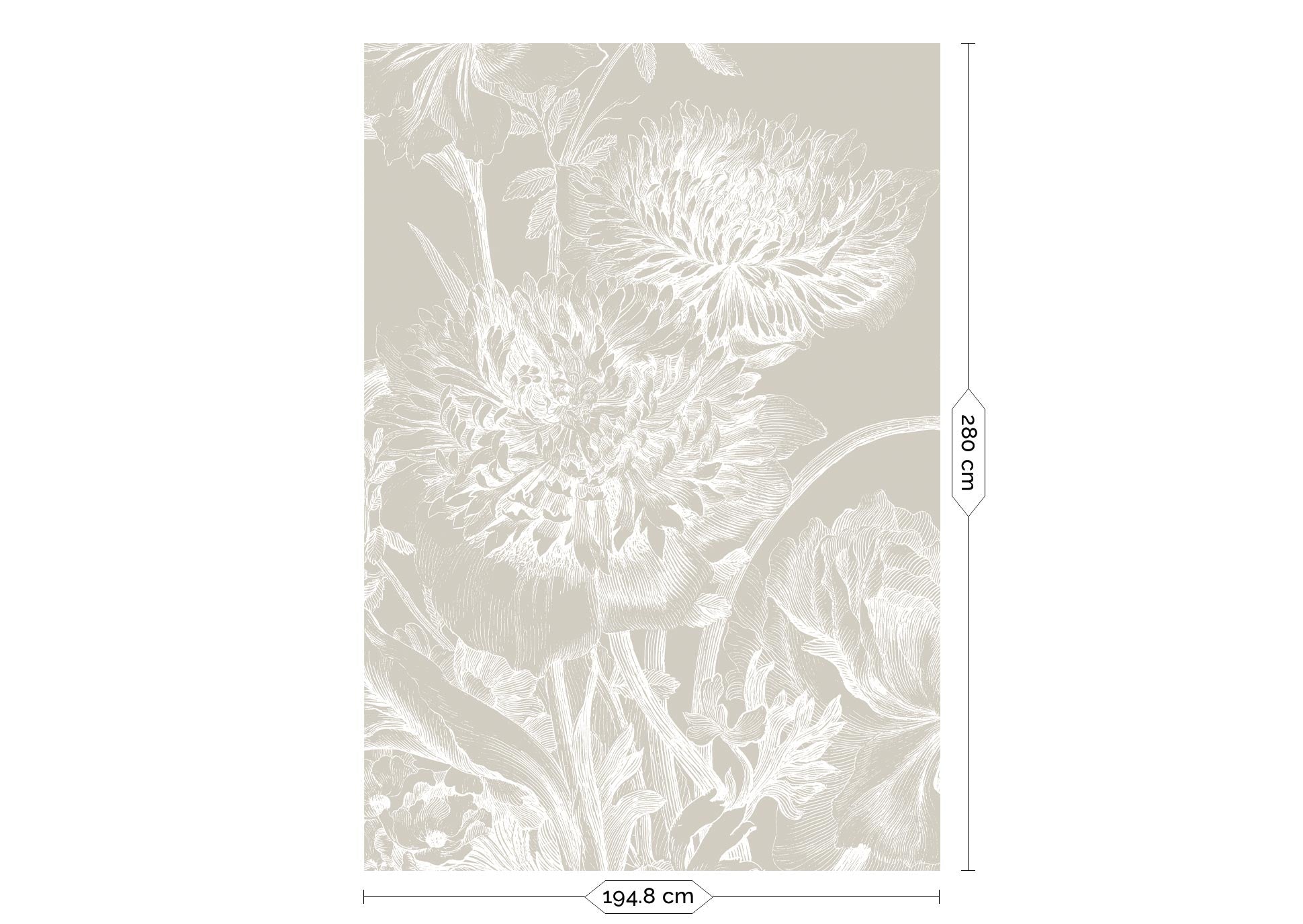 Bloemen behang, Engraved Flowers, WP-752, 4 baans