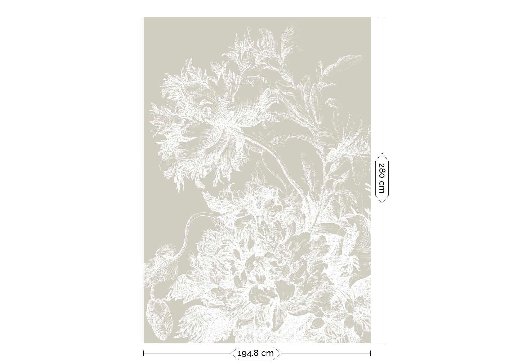 Bloemen behang, Engraved Flowers, WP-816, 4 baans