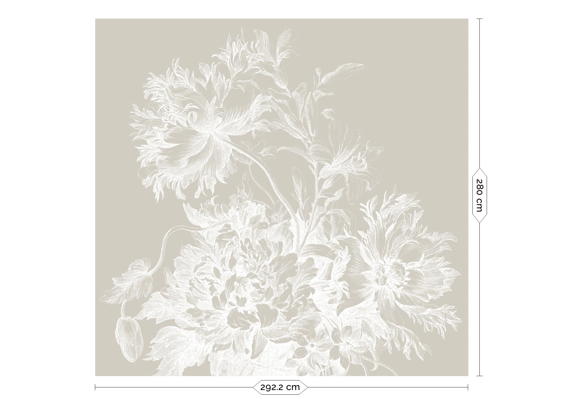 Bloemen behang, Engraved Flowers, WP-817, 6 baans