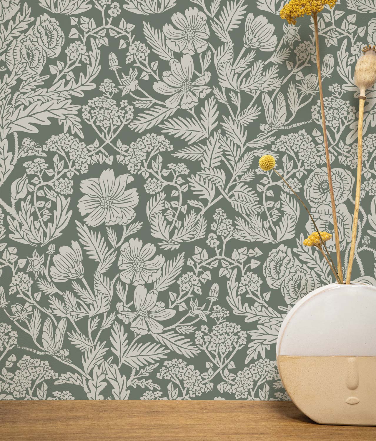Bloemen behang door Floor Rieder, 100 x 280 cm, FR-004, Interieur