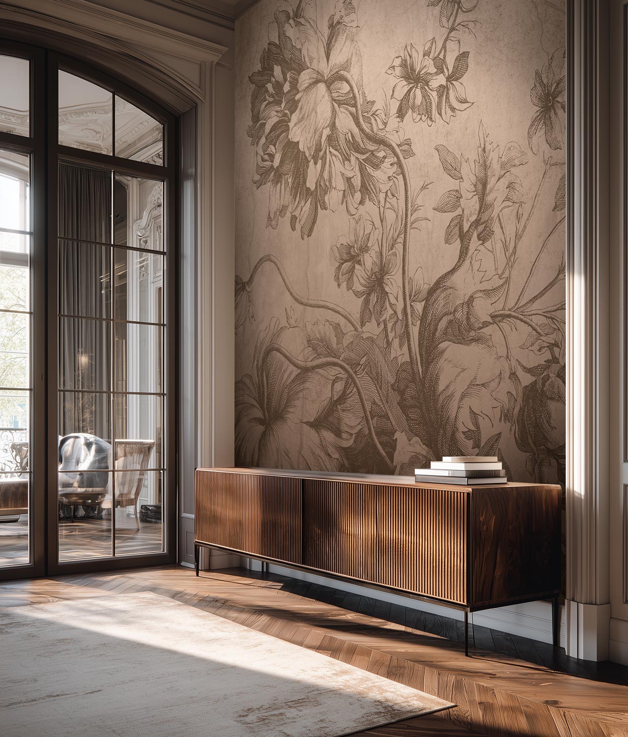 Gradient Flowers, Bloemen behang door Frans Uyterlinde, Nude, Interieur