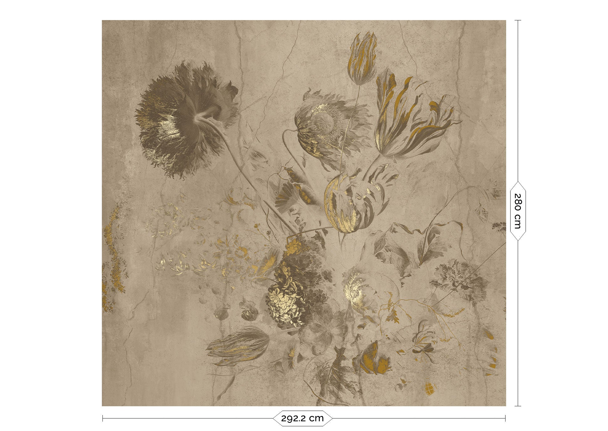 Goud bloemen behang Fresco Flowers door Frans Uyterlinde, FU-052, Packshot