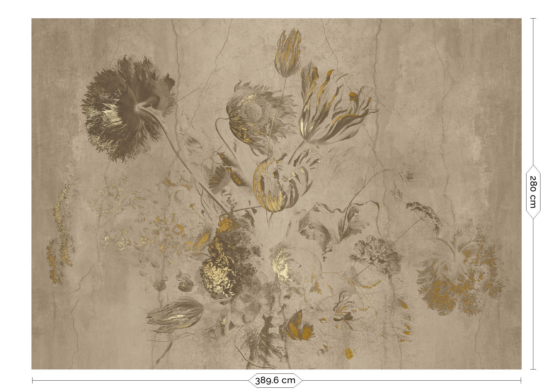 Goud bloemen behang Fresco Flowers door Frans Uyterlinde, FU-053, Packshot