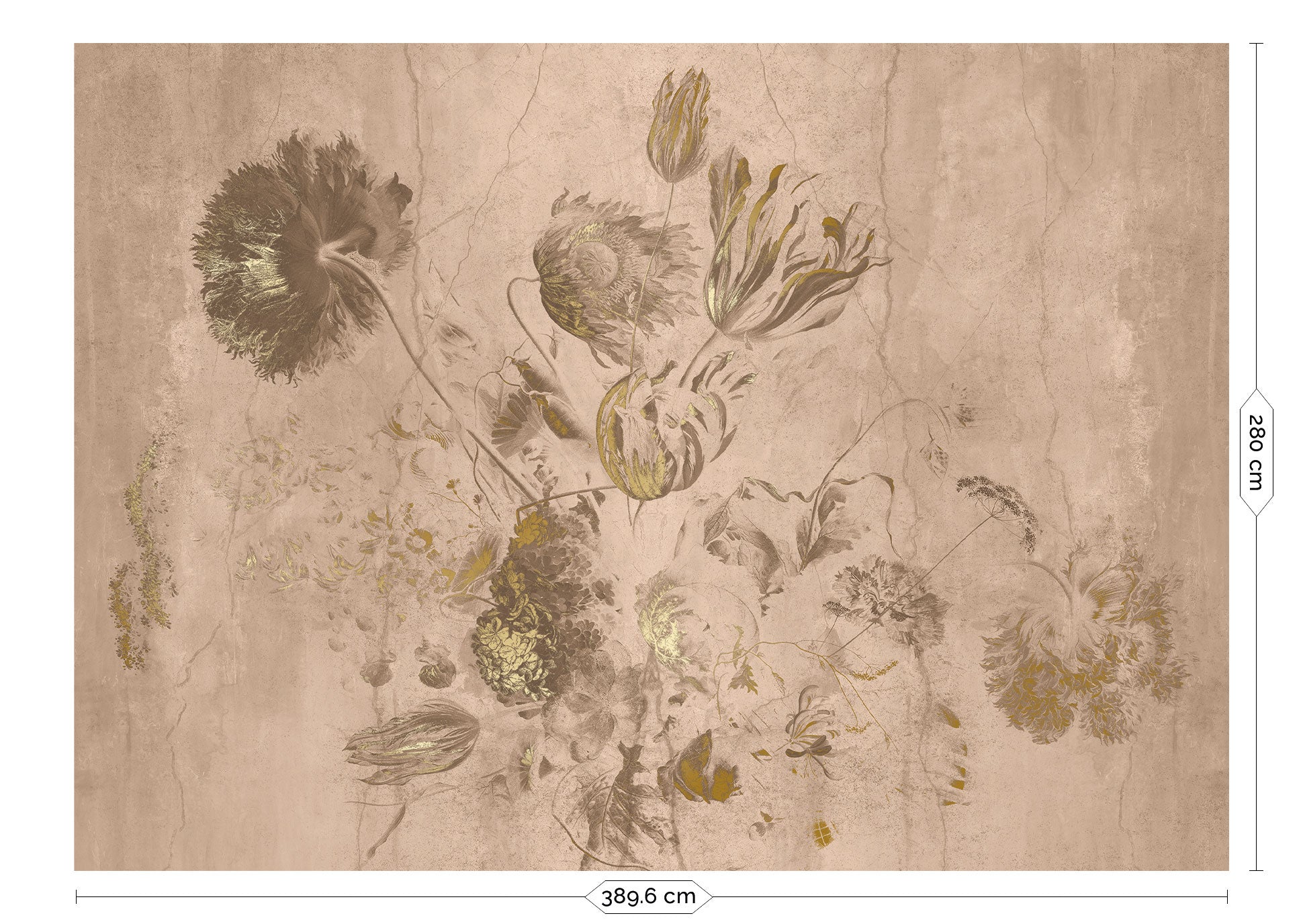 Bloemen goud behang Fresco Flowers door Frans Uyterlinde, FU-056, Packshot