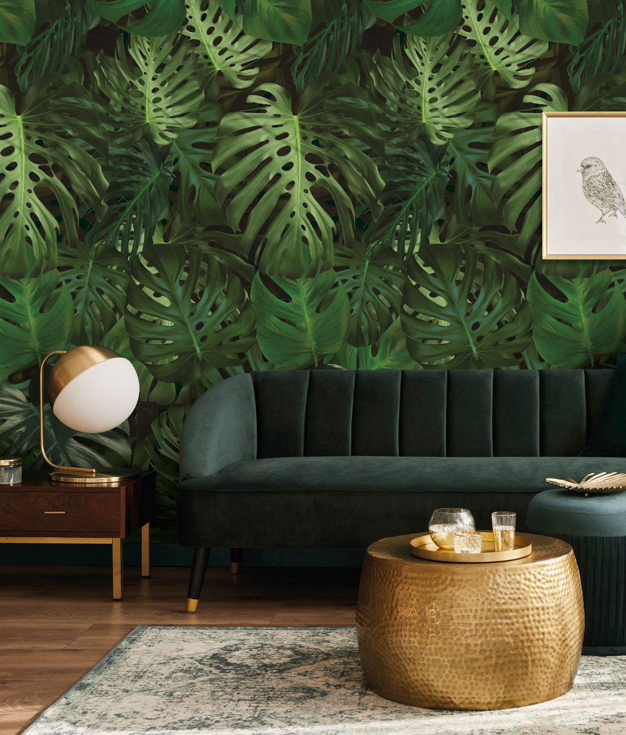 Botanisch bladeren behang, Monstera, WP-500, Interieur 2