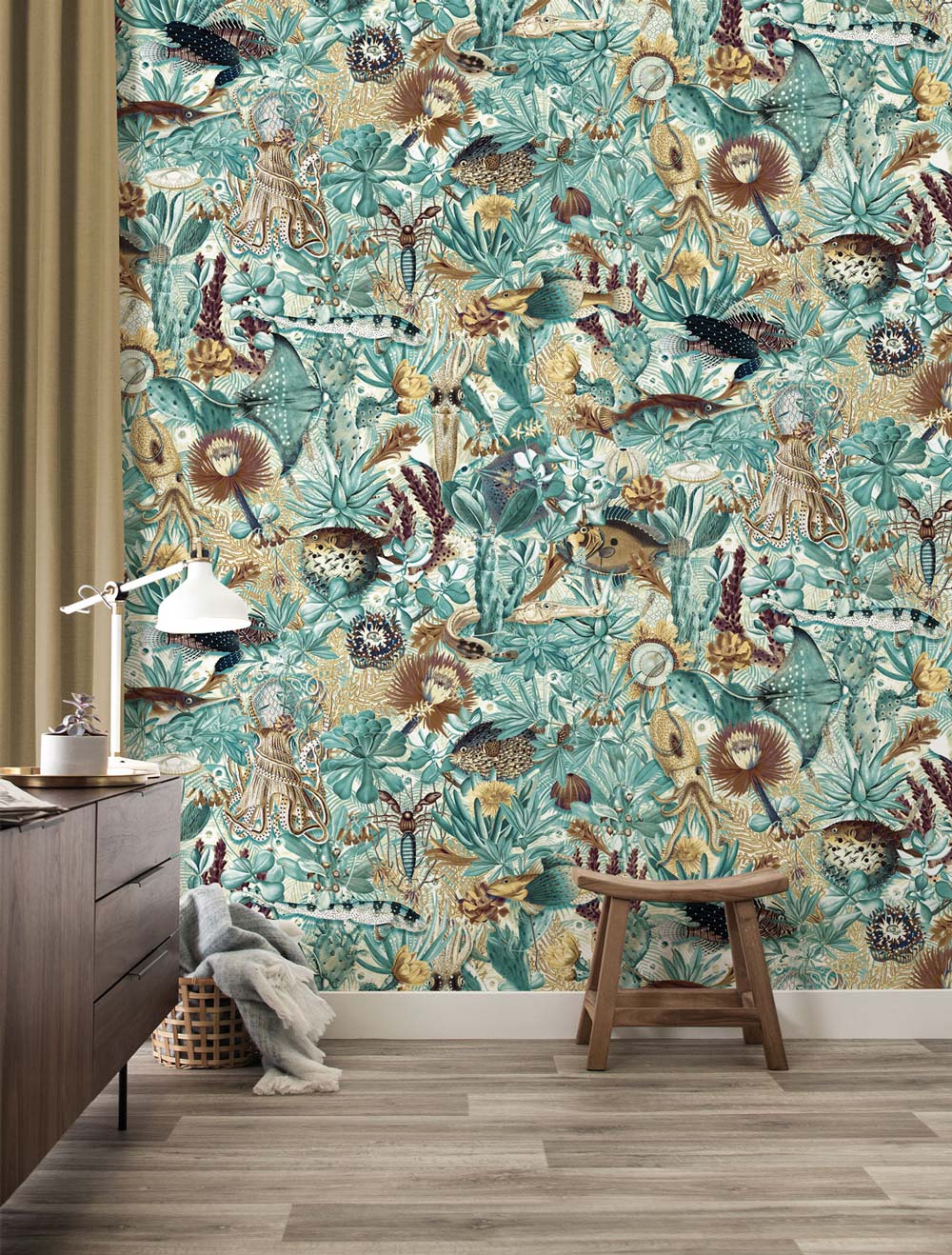 Botanisch vissen behang Underwater Jungle, WP-683, Interieur